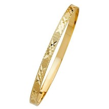 Dimaya 14k Yellow Gold Ladies Diamond-Cut 5mm Solid Bangle Bracelet - £433.25 GBP