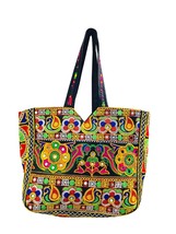 Womens Vintage Handcrafted Floral Embroidered Multicolor Mirror Tote Han... - £44.73 GBP