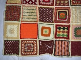 Boho Retro HandMade Crochet Knit Granny Square Afghan Throw Lap Blanket 38”x47” - $79.19