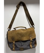 Lifewit Leather Brown Gray Canvas Satchel Messenger Cross Body Shoulder Bag - $29.95