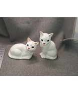 Vintage 2 Ceramic Cat Figurines Made in Taiwan Green Eyes Excellent Cond... - £10.83 GBP