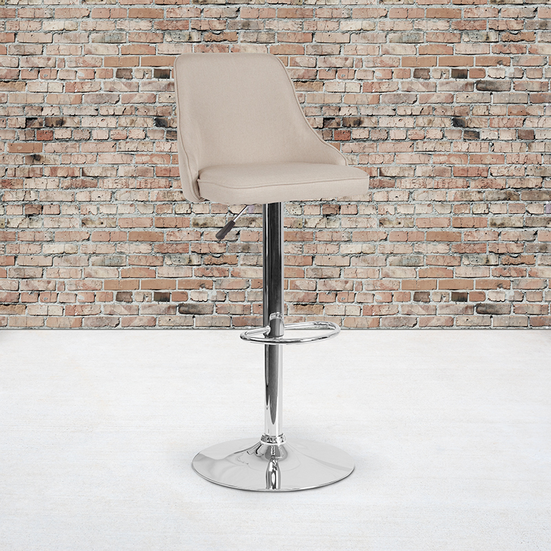 Beige Fabric Barstool DS-8121A-BGE-F-GG