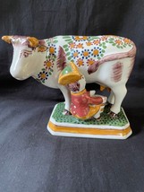 antique dutch Makkum delft large cow being milked . Marked and signed - $269.00