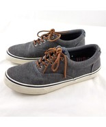 Sperry Top Sider Gray Canvas Sneakers Casual Shoes Mens 10 Leather Laces - £24.10 GBP