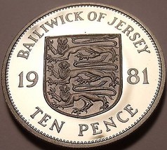 Large Rare Gem Cameo Proof Jersey 1981 10 Pence~Only 15,000 Minted - £8.75 GBP