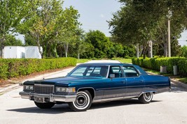 1976 Cadillac Fleetwood Brougham blue | 24x36 inch POSTER | vintage classic car - £16.29 GBP