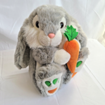 Vtg Aurora Bunny Rabbit Plush Easter Stuffed Animal Carrot Feet Floppy E... - $9.95