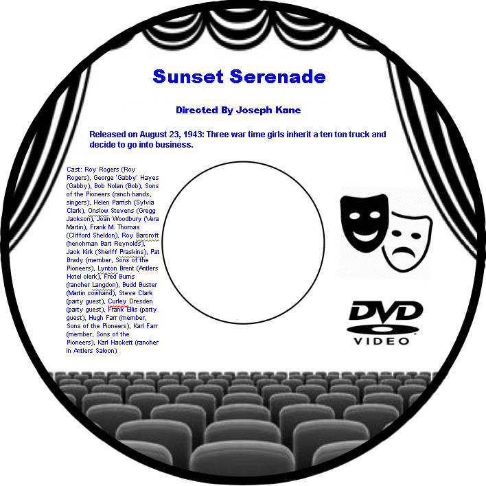 Sunset Serenade 1942 DVD Movie Western Roy Rogers George 'Gabby' Hayes Bob Nolan