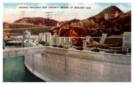 Arizona Spillway Highway Bridge Boulder Dam 1941 Postcard - $3.92