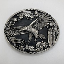 Siskiyou Belt Buckle Pewter Eagle Silver Black Cowboy Western 3.5x2.75 96098 - £22.34 GBP