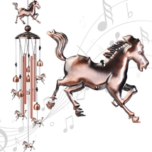 Horse Wind Chimes for Outside, Decorative Wind Chimes with 4 Aluminum Tubes Hang - £16.53 GBP