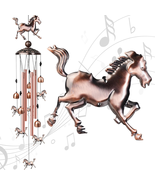 Horse Wind Chimes for Outside, Decorative Wind Chimes with 4 Aluminum Tu... - £16.22 GBP