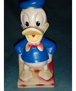 Vintage Disney Productions Donald Duck Plastic Bank 8&quot; Tall w/Stopper  - £10.30 GBP