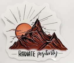 Radiate Positivity Mountains With Sun and Birds Multicolor Sticker Decal... - £1.83 GBP