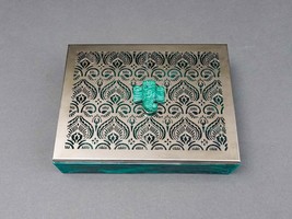 Bespoke Home Jewels Malachite Elephant Cut Silver Metal Lid Jewlery Trinket Box - £239.75 GBP