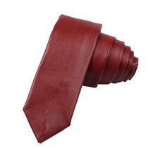 Burgundy Neck Tie Wedding Genuine Lambskin Real Stylish Men Partywear Le... - £26.50 GBP