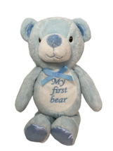 Kellytoy Kelly Baby toy blue plush My First Bear teddy bow ribbon white rattle - £6.18 GBP