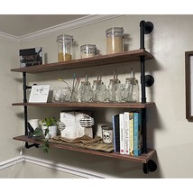 Pipe Shelves Industrial Pipe Shelving Shelves Real Wood Industrial Floating Pipe - £175.05 GBP