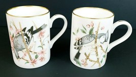 Fitz &amp; Floyd Bird Song Coffee Cups W/Gold Trim 4&quot; x 2 3/4&quot; Japan Set Of 2 - $261.91 MXN