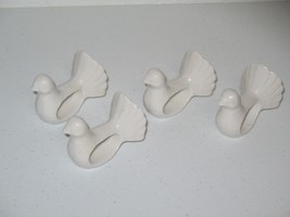 Shafford Design Dove Bone China Porcelain Napkin Rings Set 4 White Bird of Peace - £11.88 GBP