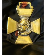 Vintage Solid Brass Queen Victoria Cross Horse Harness Medallion - $360.01 MXN