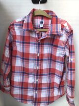 Janie and Jack Toddler Button Up Plaid Shirt Size 4 Red White Blue Lonng... - $11.48 CAD