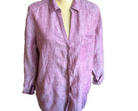 Sigrid Olsen Womens Sz L Linen Shirt Tunic Top New Pink Roll Tab Sleeve - £35.43 GBP