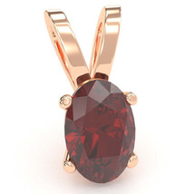 Lab-Created Ruby Oval Solitaire Pendant In 14k Rose Gold - £159.45 GBP