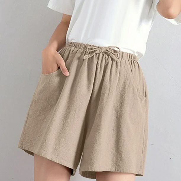 Women&#39;S Shorts High Waist Linen Loose Casual Thin Wide Leg Linen Shorts - $32.95