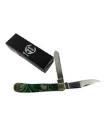 Buck Creek German Hand Made Stainless Pocket Knife, 2 Blade, Green Swirl, New - $55.14