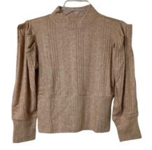 BAND OF GYPSIES Sweater Womens Small Cropped Camel Tan Mock Neck 3/4 Sleeve - $21.55