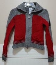 CALVIN KLEIN JEANS Wool Sweater Red Grey Lambswool Varsity Medium Boys G... - $24.66