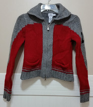 Calvin Klein J EAN S Wool Sweater Red Grey Lambswool Varsity Medium Boys Girls Med - £19.65 GBP