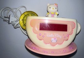 Sanrio Hello Kitty Tea Cup Alarm Clock Radio Works Super Cute &amp; Low $ - £27.80 GBP