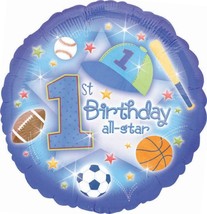 1st Birthday All Star Mylar Foil Balloon Birthday Party Supplies Round 1... - £2.34 GBP