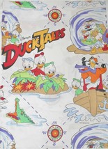 DISNEY DUCK TALES Vintage 1986 Twin Bed Flat Sheet Scrooge McDuck 65X91&quot; - £46.87 GBP