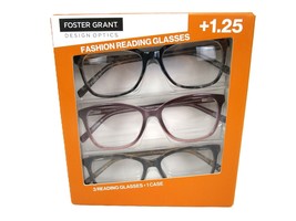 Foster Grant +1.25 Fashion Reading Glasses 3-Pack UVA-UVB Lens Protection - £17.99 GBP