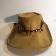 Walkabout Real Leather Hat Small Made In Australia Tan Braided Outback H... - $28.01