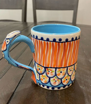 Happy Fish Flower Mug Vintage Ceramic Blue Sky Clay Works Diane Artware - $19.79