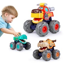 Toy Cars For 1 2 3 Year Old 3 Pack Monster truck Toy Push &amp; Go Crocodile Fric... - $30.60