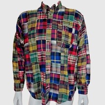 Vintage Orvis Shirt Mens Large Patchwork Button Down Cotton Flannel Madras Plaid - £40.22 GBP