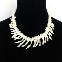MOTHER OF PEARL graduated rib bead necklace - white MOP shell 18&quot; - £11.99 GBP