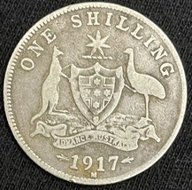 1917 M Australia Silver Shilling King George V Coin - £12.66 GBP