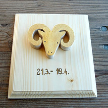 Handmade Wooden Zodiac Sign Picture - Aries Gold - £43.24 GBP