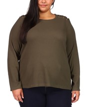 MSRP $84 Michael Kors Plus Size Lace-Up Shoulder Top Green Size 2X - £25.28 GBP