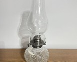 Vtg Lamplight Farms Oil Lamp Star And Fan Pattern Clear Glass With Chimn... - £26.96 GBP