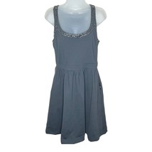 CYNTHIA ROWLEY gray sleeveless fit &amp; flare dress w/silver stud detail size Large - £19.11 GBP