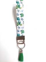 Wristlet Key Fob Keychain Faux Leather Turtles Animals with Green Tassel New - £5.40 GBP
