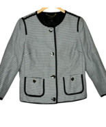 Talbots Blazer Jacket Size 8 Button Up Black &amp; White Stripe Tweed Lined ... - $20.92 CAD