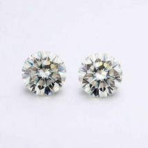 Pair Near White Round Brilliant Diamond Cut Loose Moissanite Best For Earrings - £86.60 GBP
